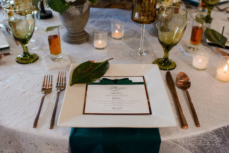 Velvet ribbon copper menu