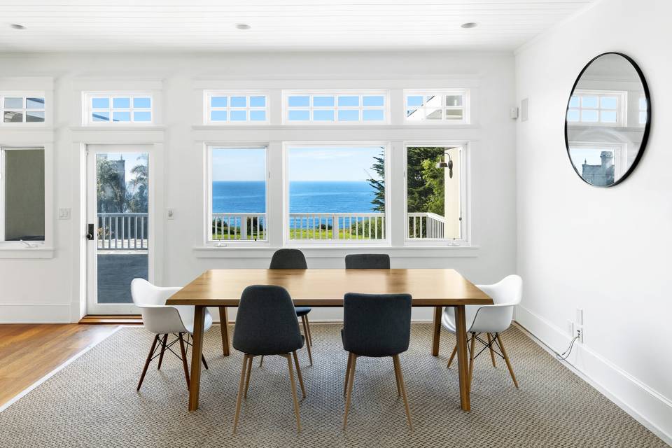 Airy dining room with views