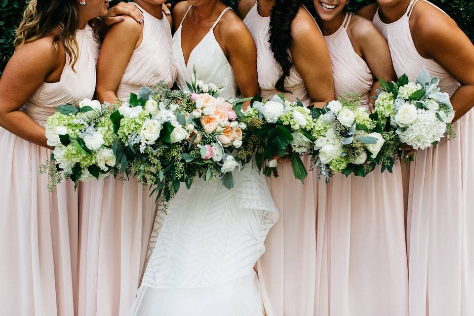 Bride with bridesmaids