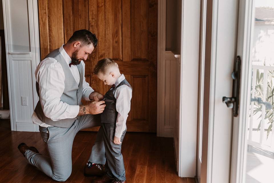Groom and Son getting ready