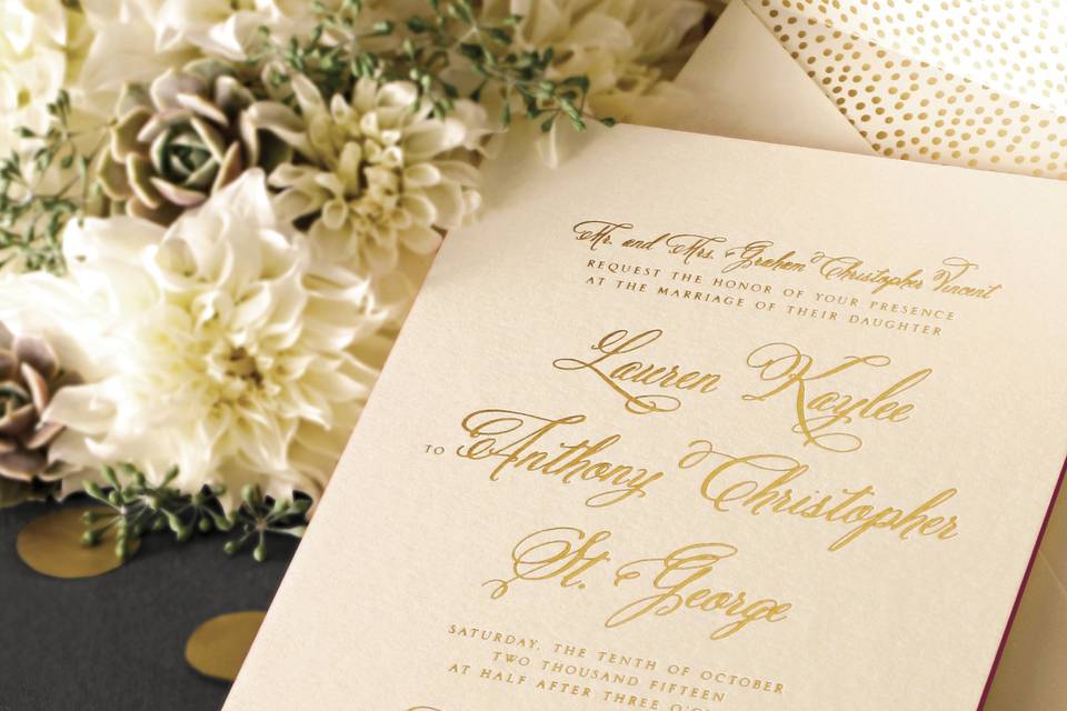 Gold Foil Stamped Calligraphy