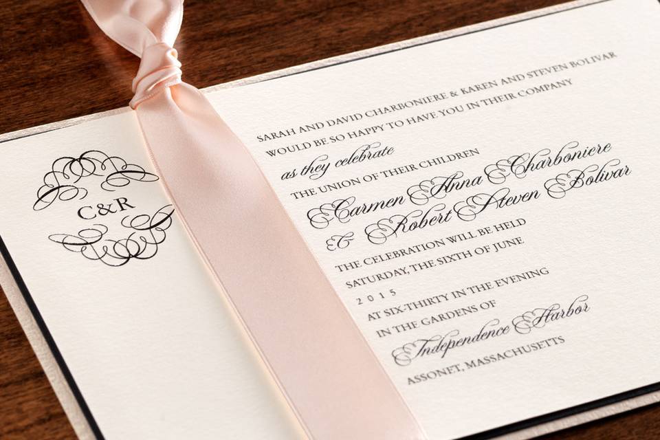 Blush Ribbon Layered Invite