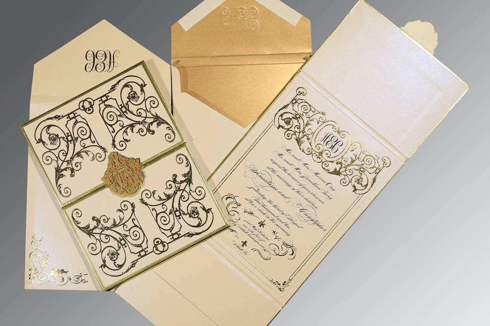 Custom Gold Boxed Invititation