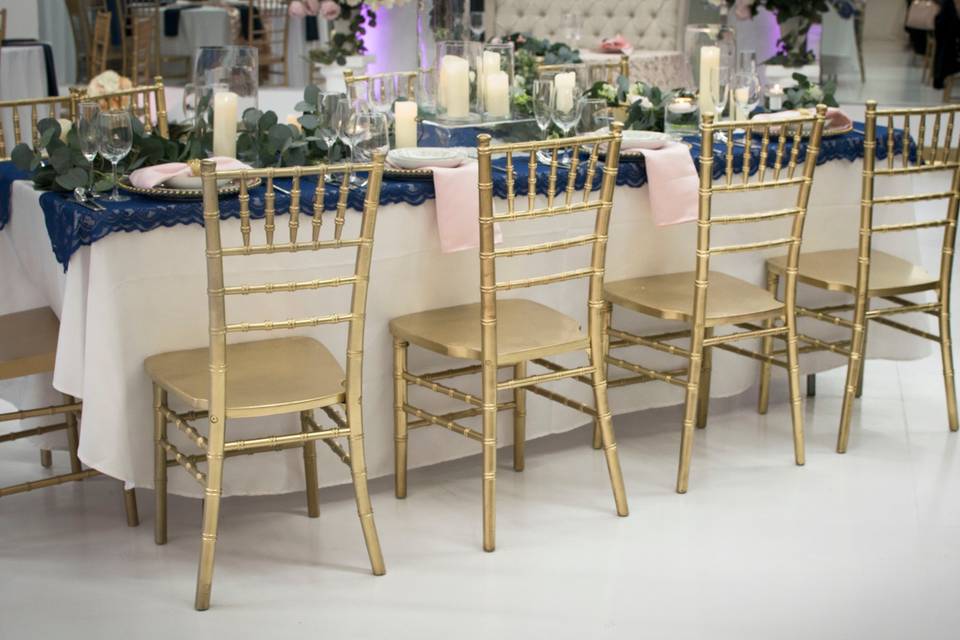 Gold Chiavari chairs