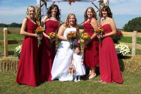 The bride with her bridesmaids