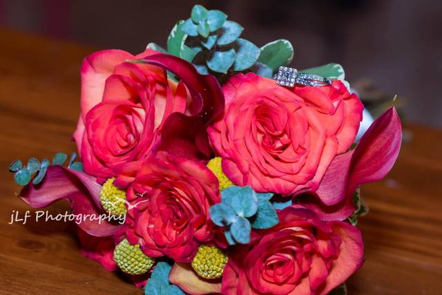Red and blue flowers