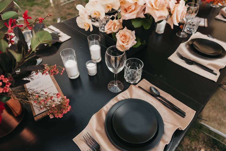 Place settings and table decor