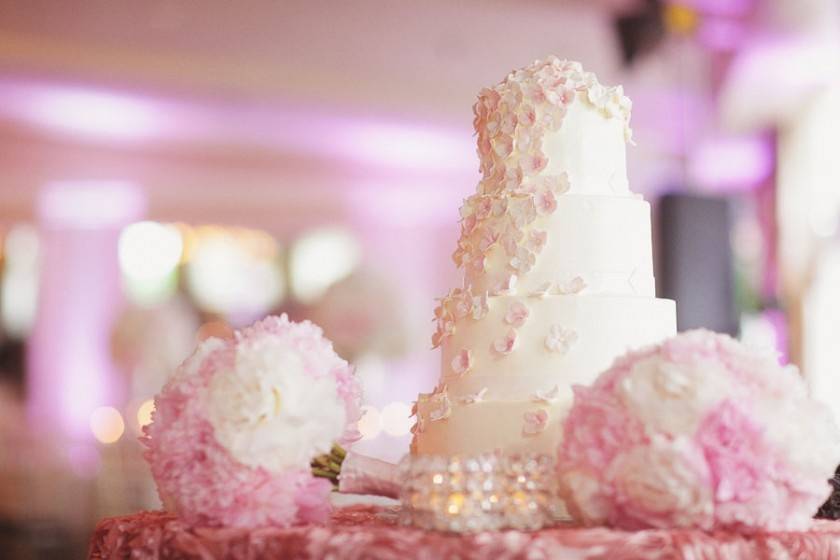 Pink sugar flower cake