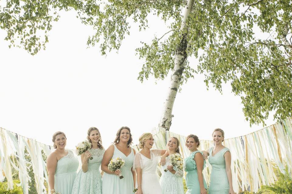 A very happy bridal party