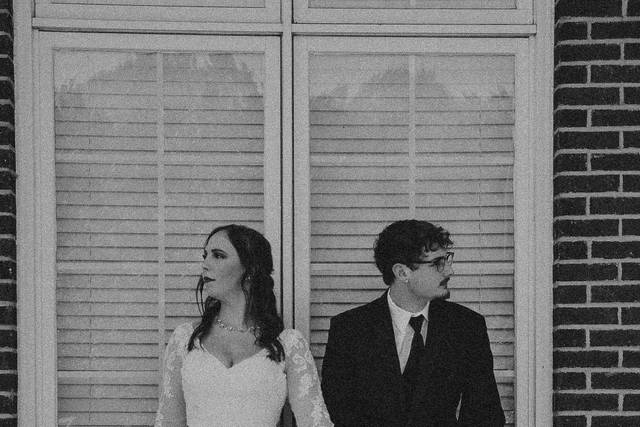 Black and white wedding portrait