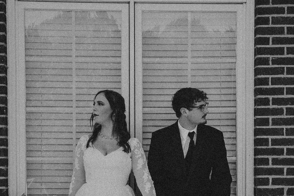 Black and white wedding portrait
