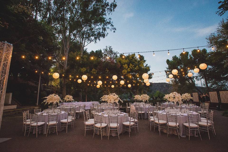 String lights, paper lanterns