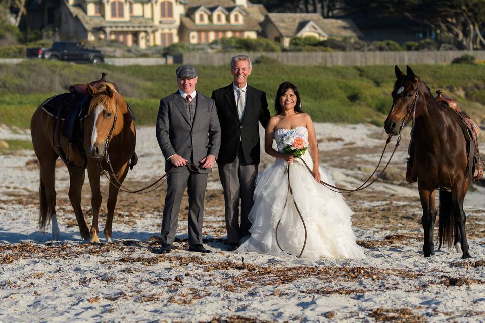 Couple with horses