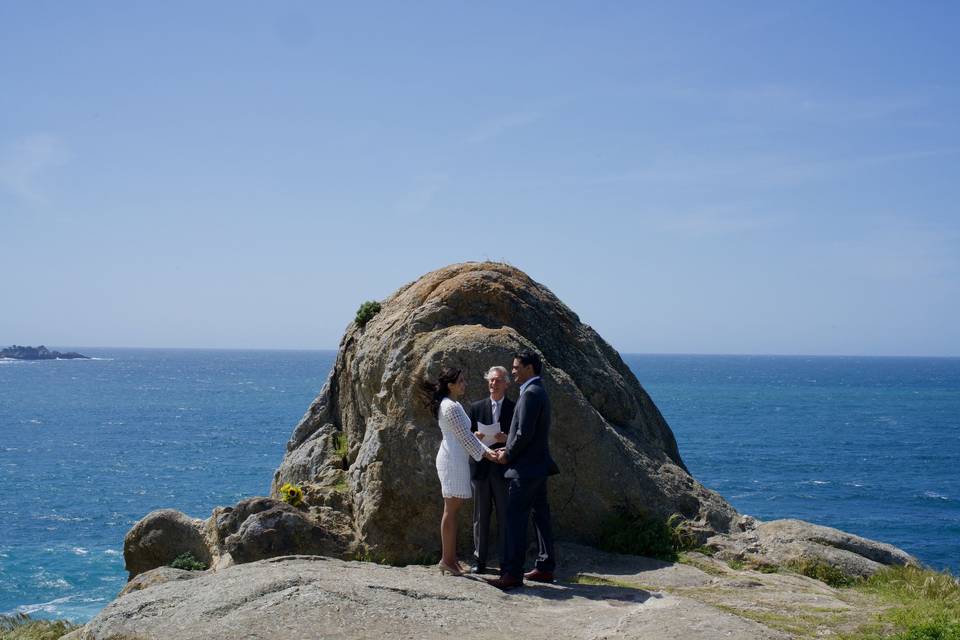 Couple walking down a path