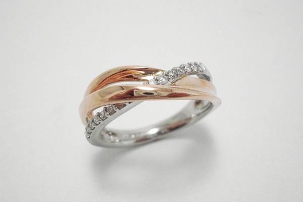 14k white and rose gold diamond fashion ring