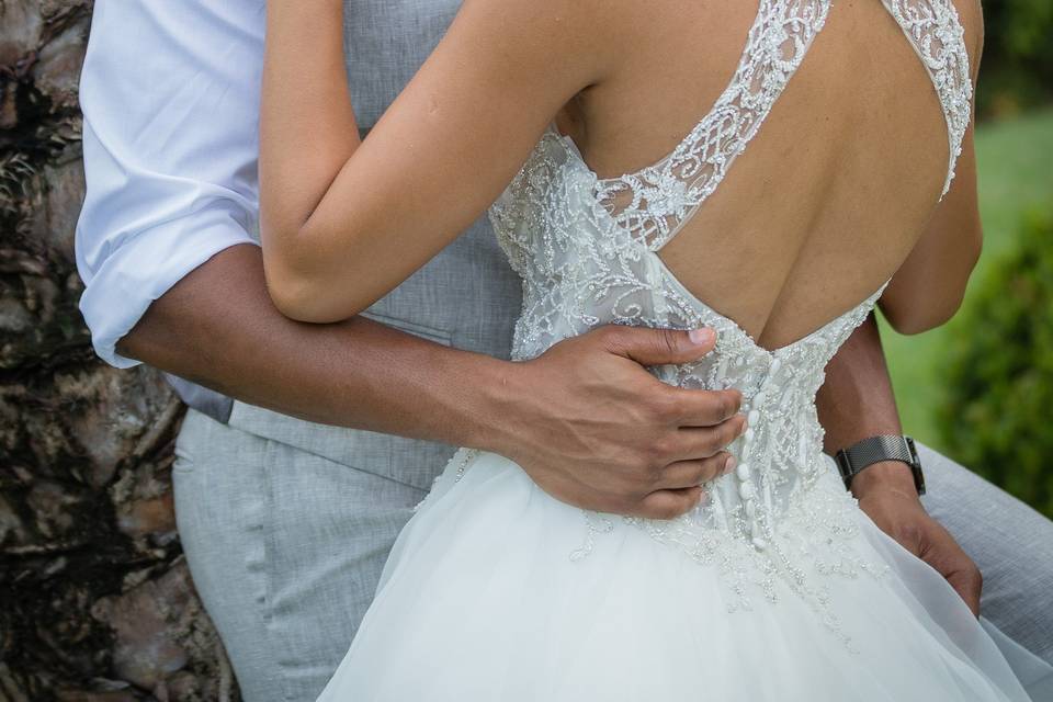 Lace gown details