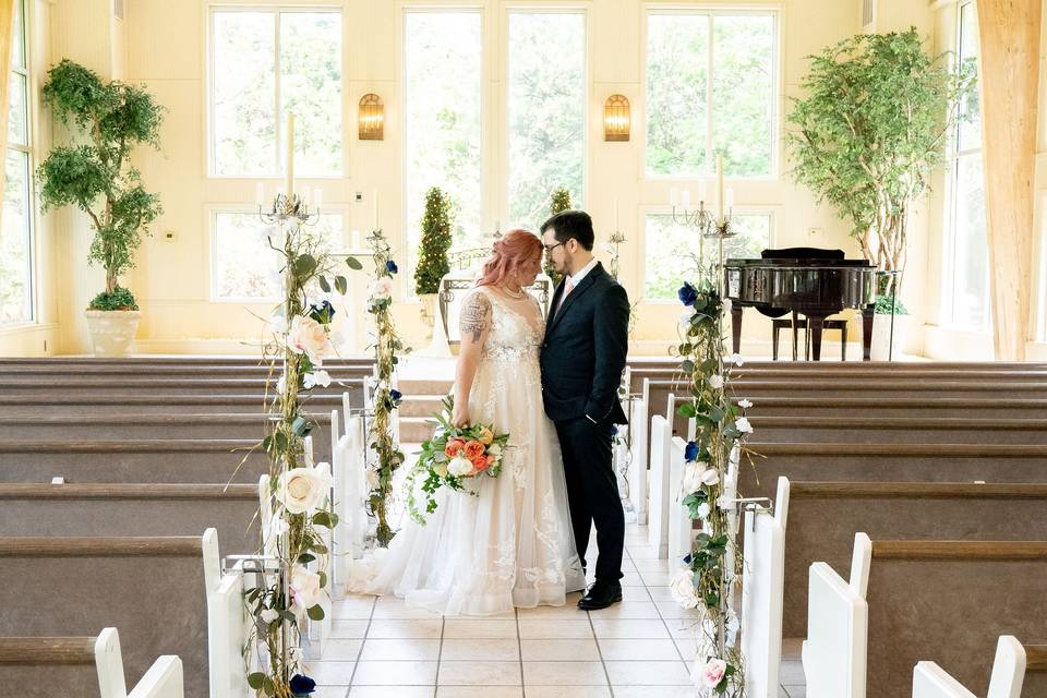 Bride and Groom in chapel