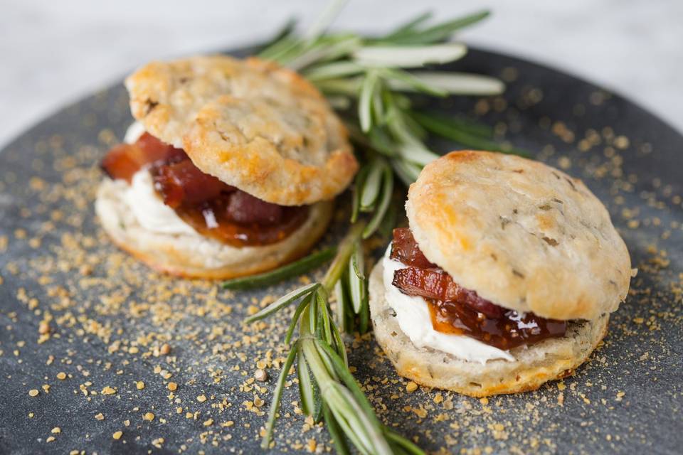 Bacon Jam on Rosemary Biscuit