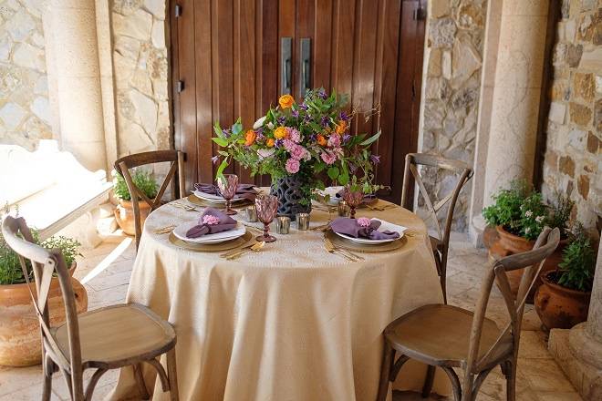 Orlando, FL USA- April 10, 2021 : A dining table and chairs at a