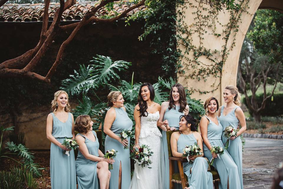 Bride and her bridesmaids