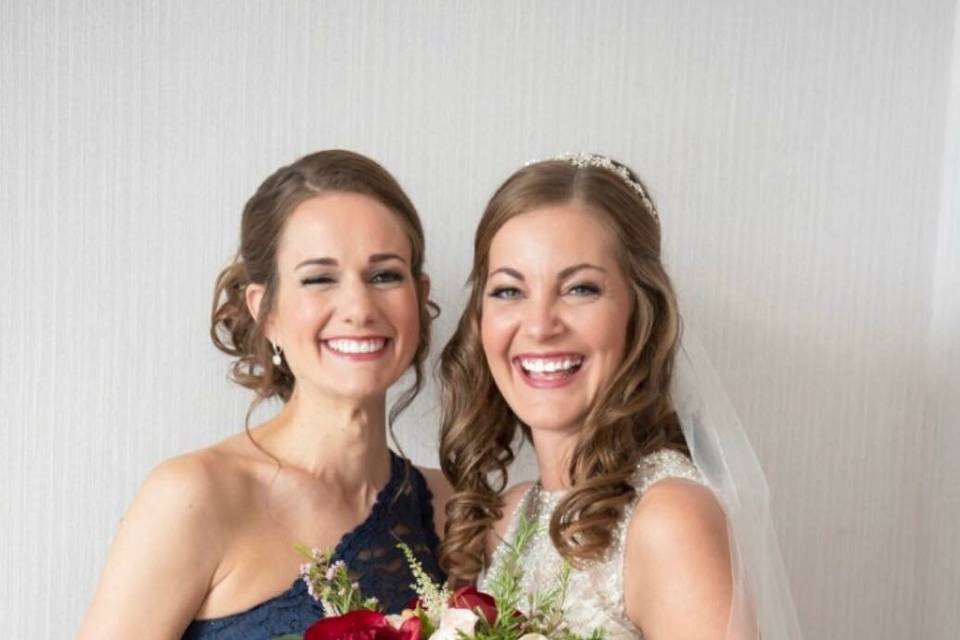Bride and maid of honor