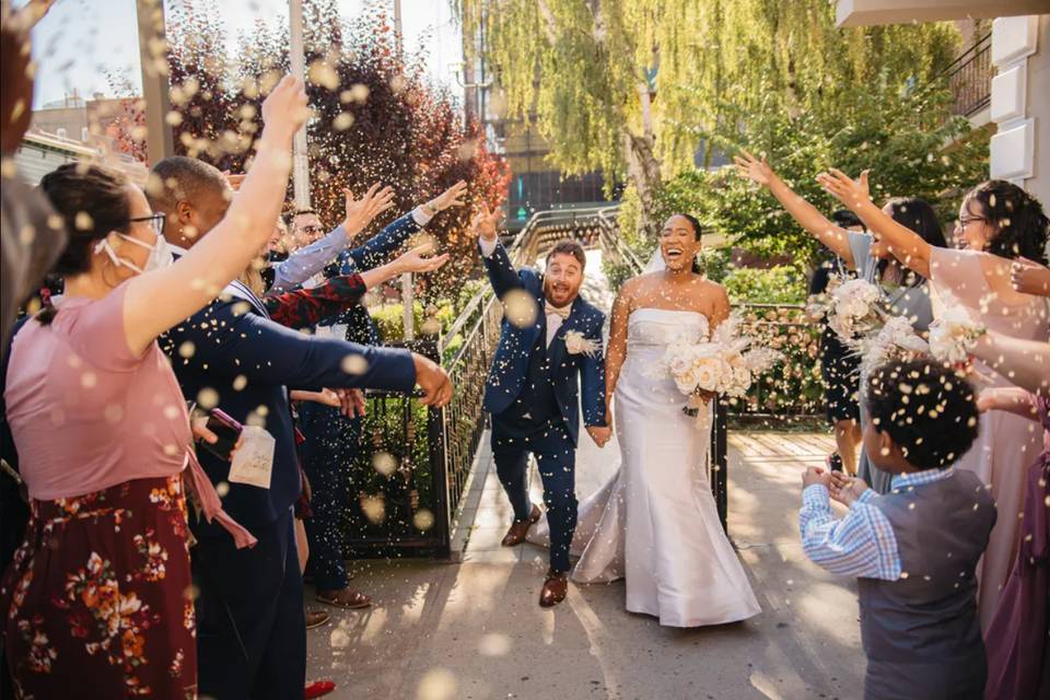 Joyful newlyweds
