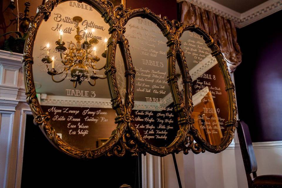 Vintage mirror seating chart