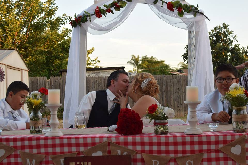 Red checkered table cloth