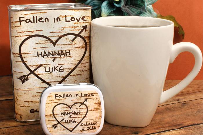 Birch Tree Personalized Fall Wedding Hot Cocoa Tins, Birch Tree Personalized Fall Wedding Mint Tins