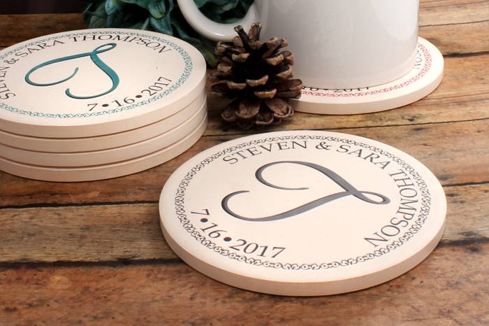 Personalized Monogram Coasters, available in multiple colors!