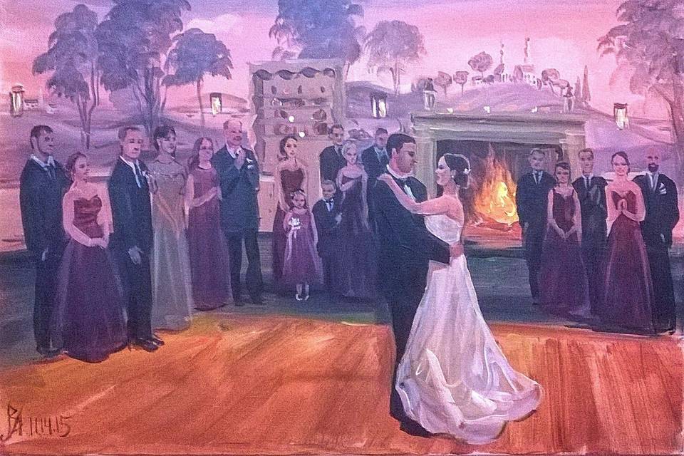 Wedding reception painting at Old Sturbridge Village