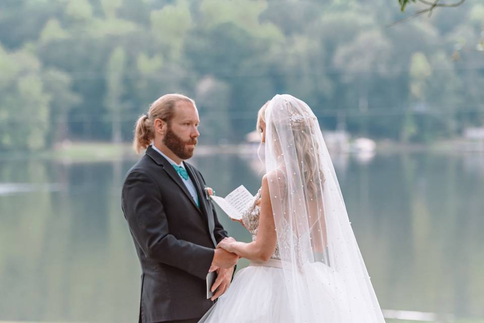 Bride reading private vows