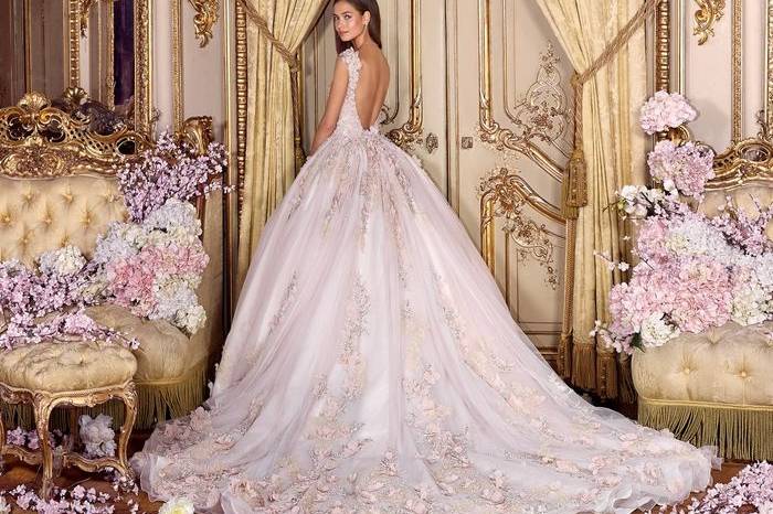 Ball gown in baby pink
