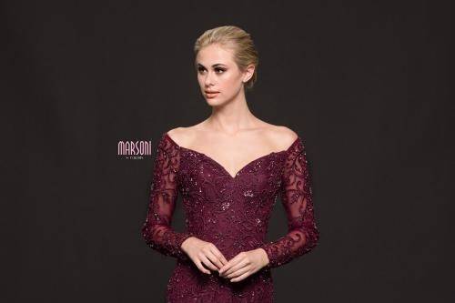 Maroon off the shoulder dress