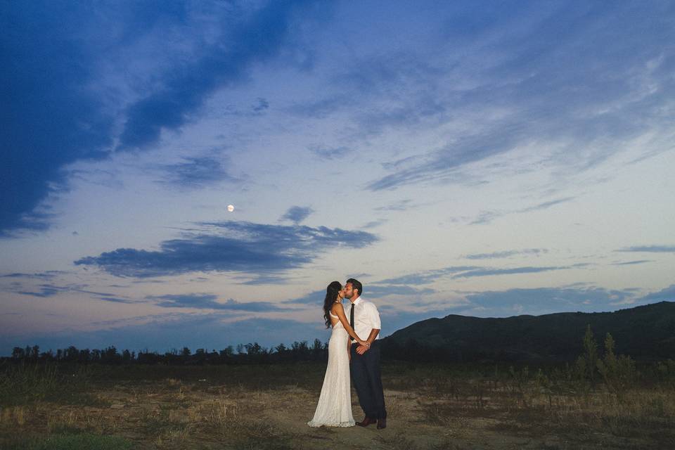 Newlyweds at dusk