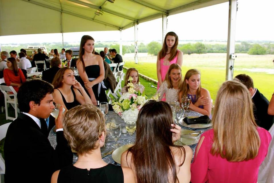 Wedding guests at the reception