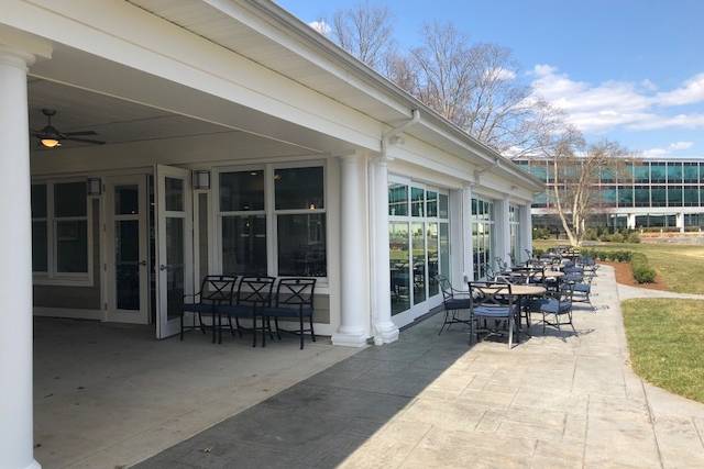 Outside of enclosed patio