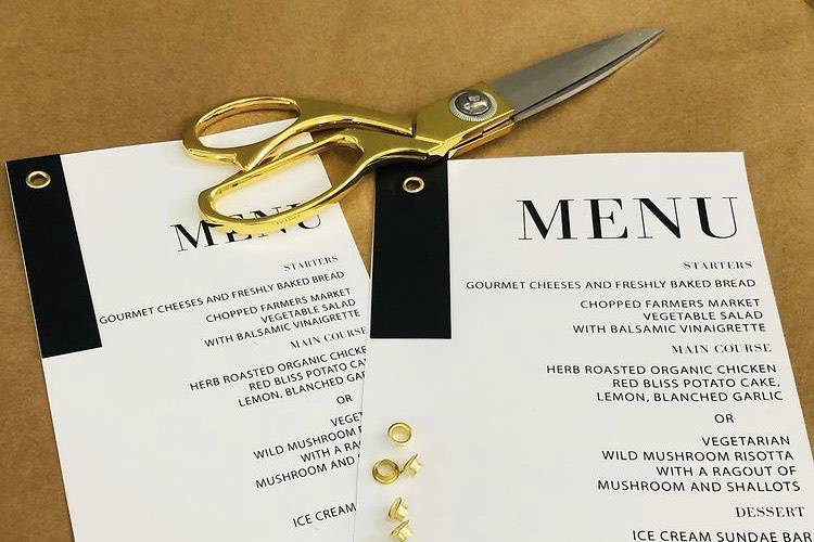 Menu Cards with Gold Eyelets