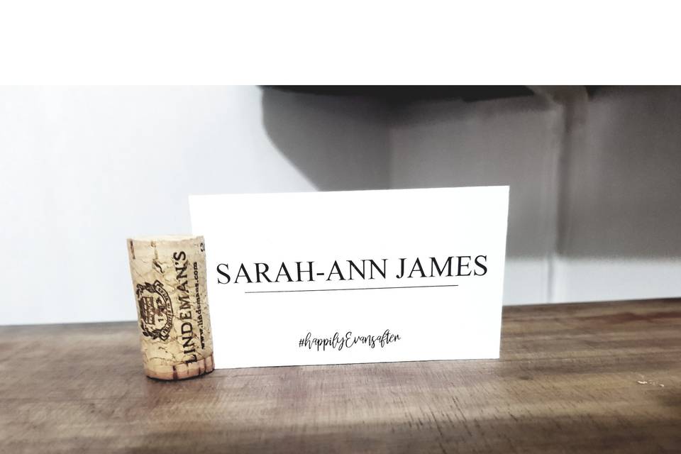 Wine cork placement cards