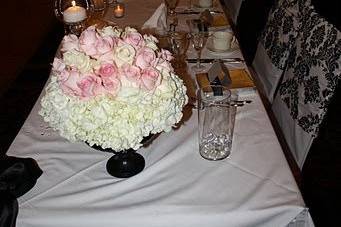 Table setup with centerpiece