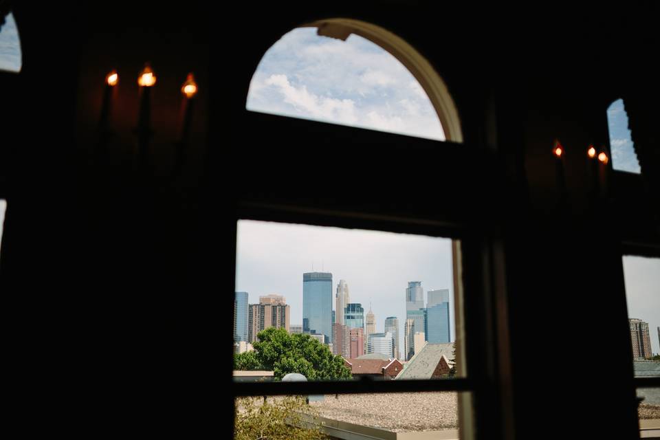 View of Minneapolis from inside the mansion