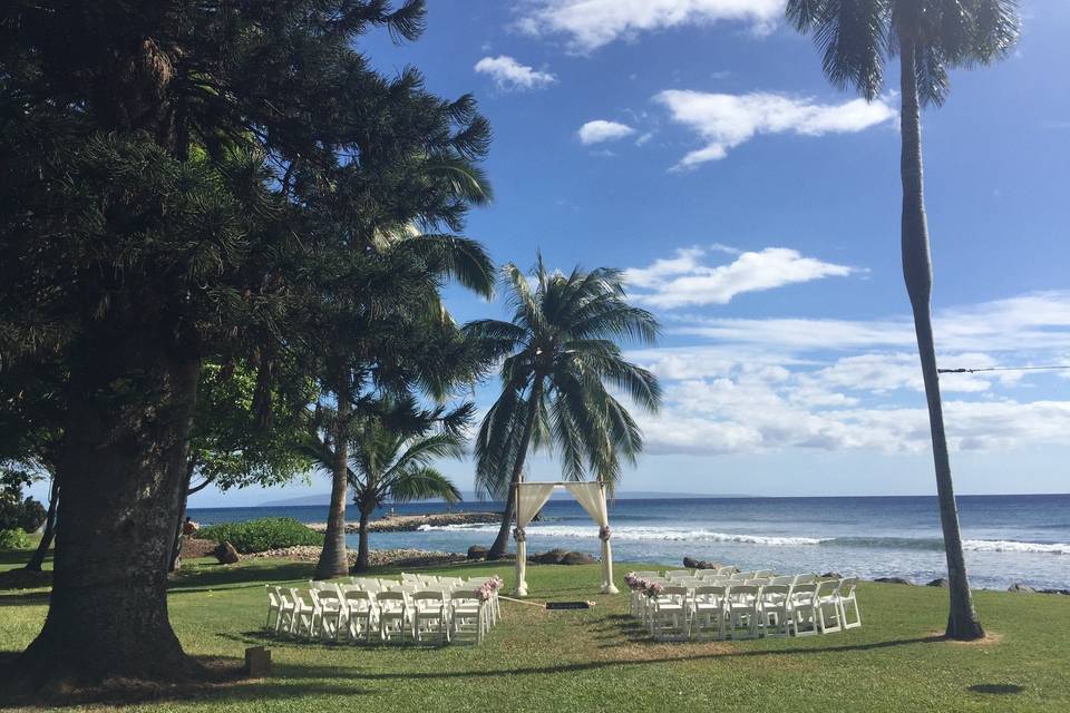 Outdoor wedding setup