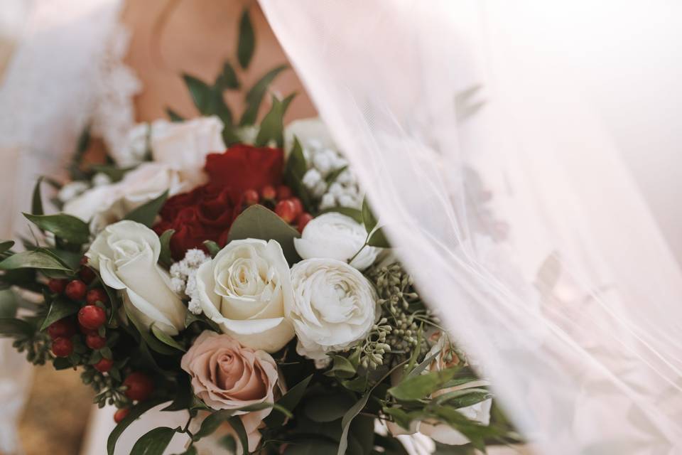 Bride and florals