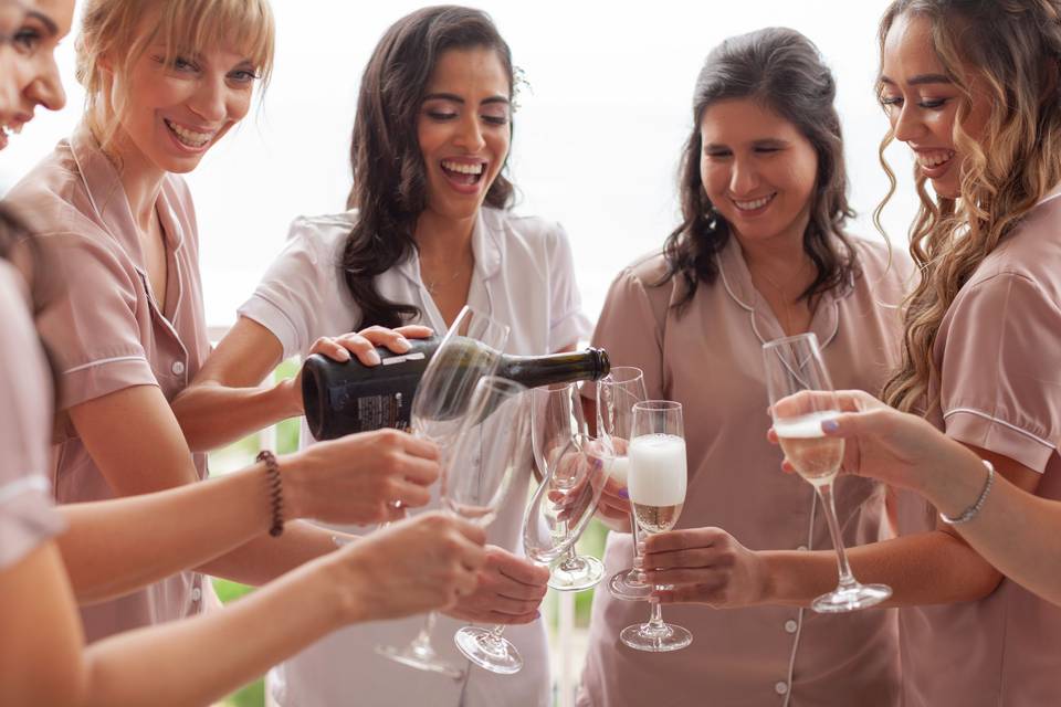 Champagne + Bridesmaids