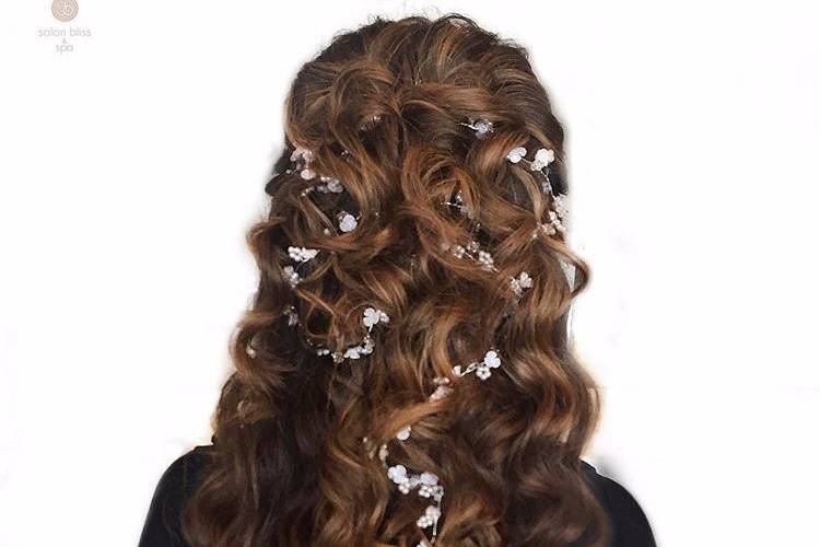 Floral formal hair style