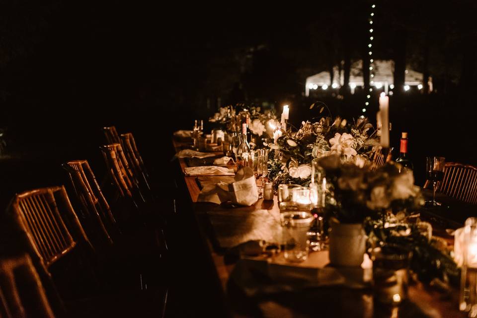 A candle-lit reception