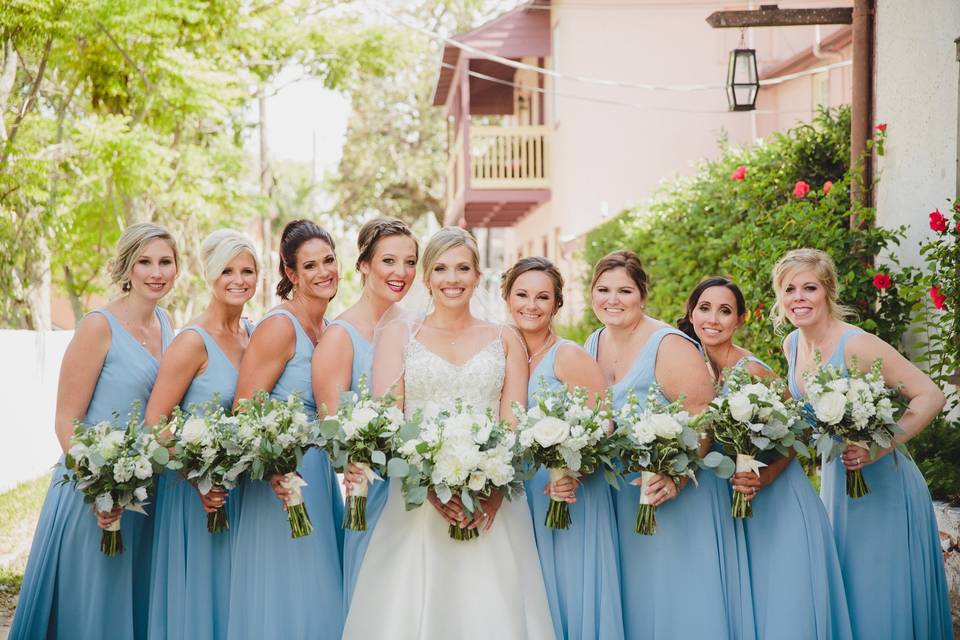 Bride and her bridesmaids