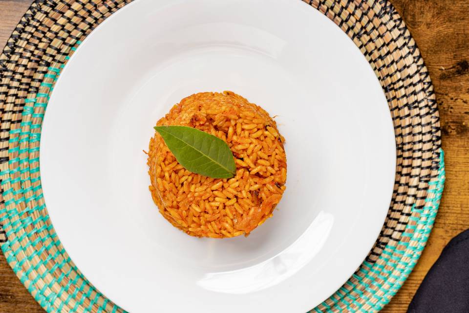 Jollof rice plated