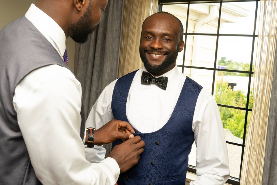 Groom getting ready