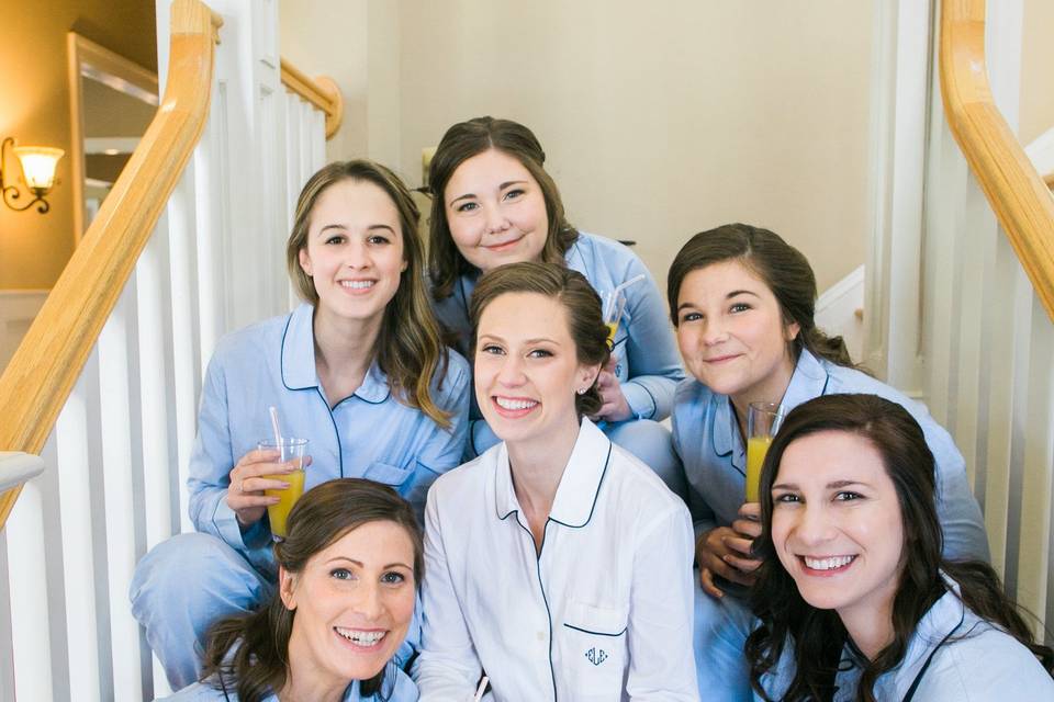 Bride and her bridesmaids